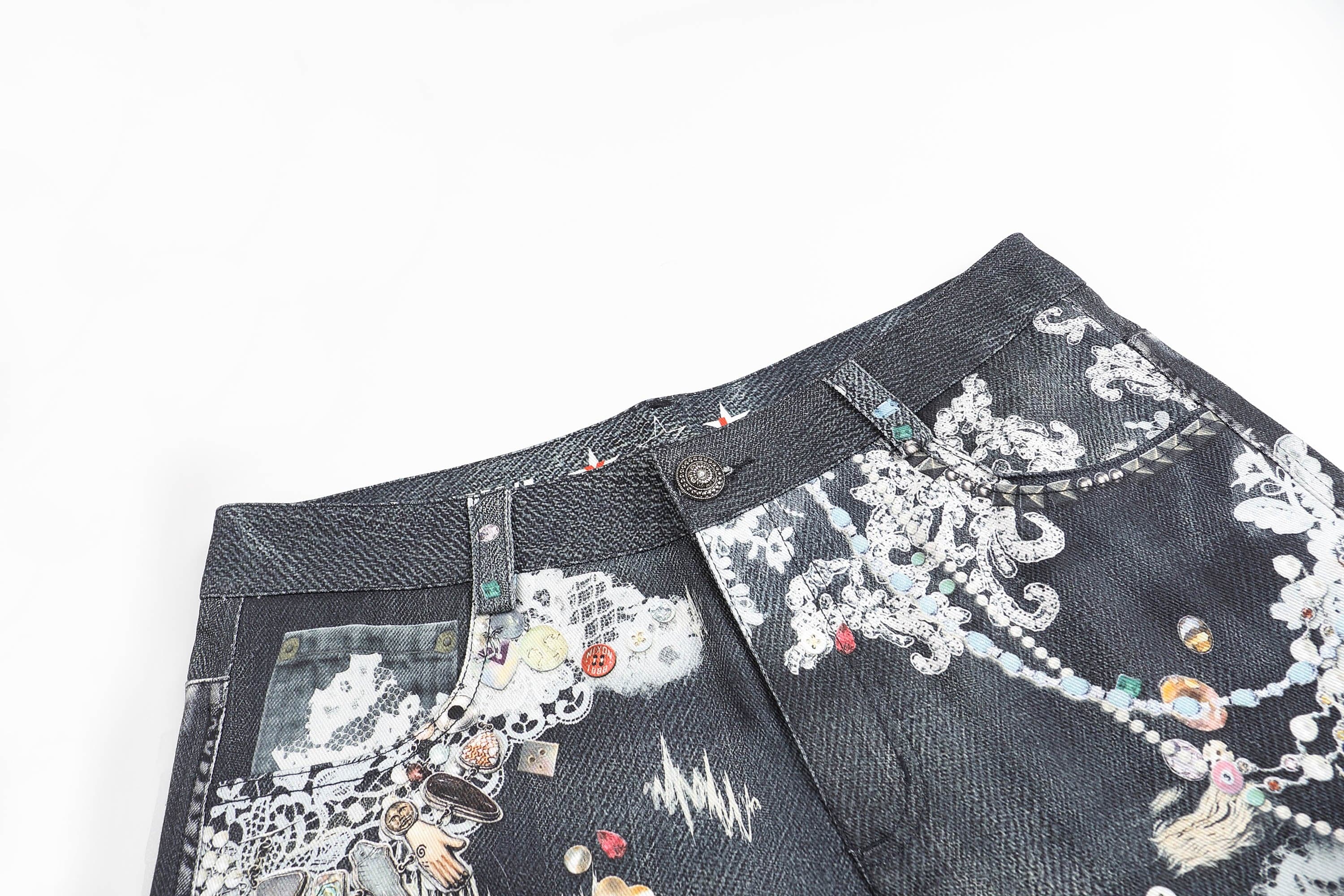 DND4DES×Faychui Patterned Lace Graphics Wide-Leg Jeans
