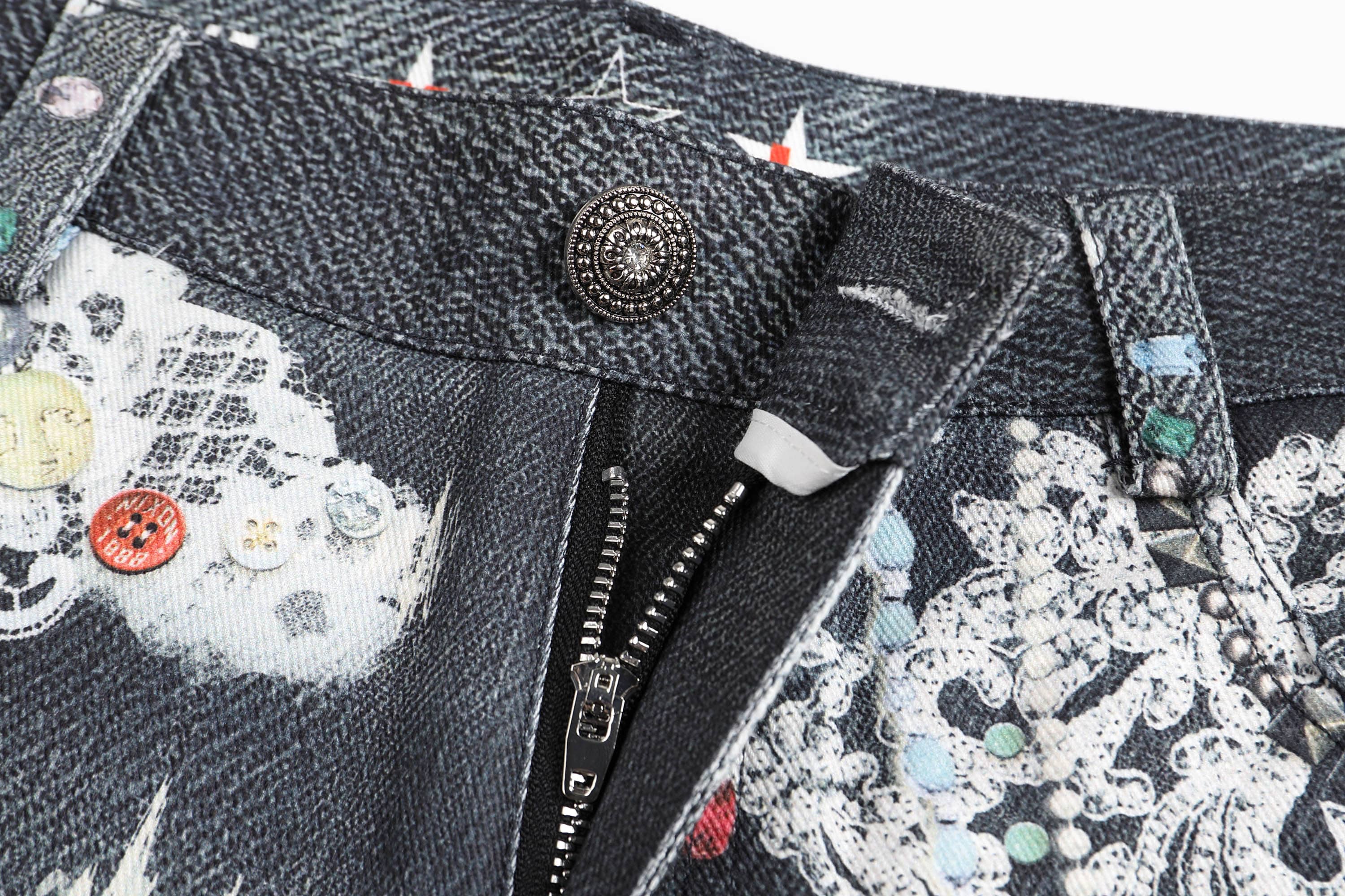 DND4DES×Faychui Patterned Lace Graphics Wide-Leg Jeans