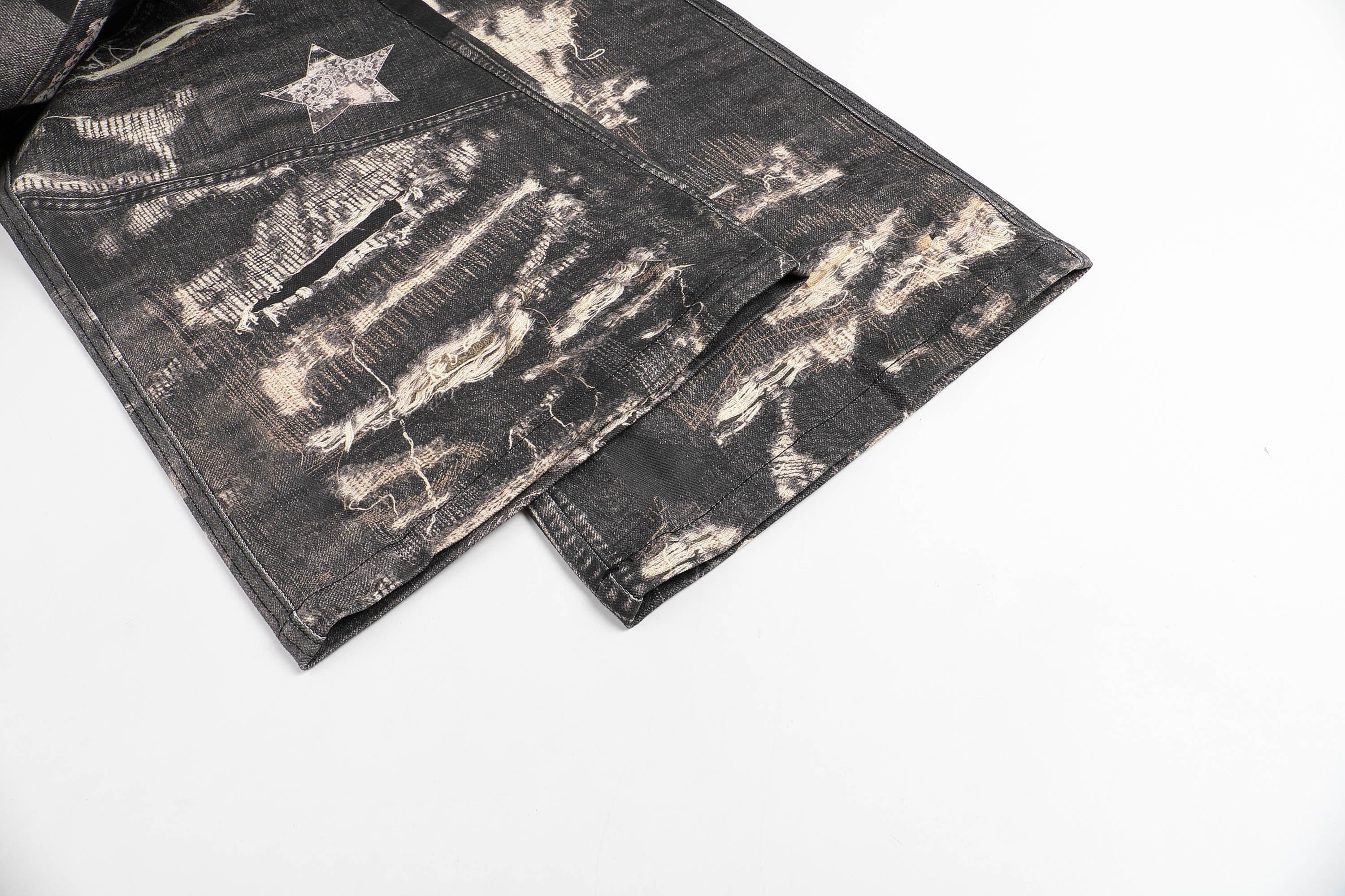 DND4DES×Faychui Deconstructed Graphic Double-Waist Distressed Jeans