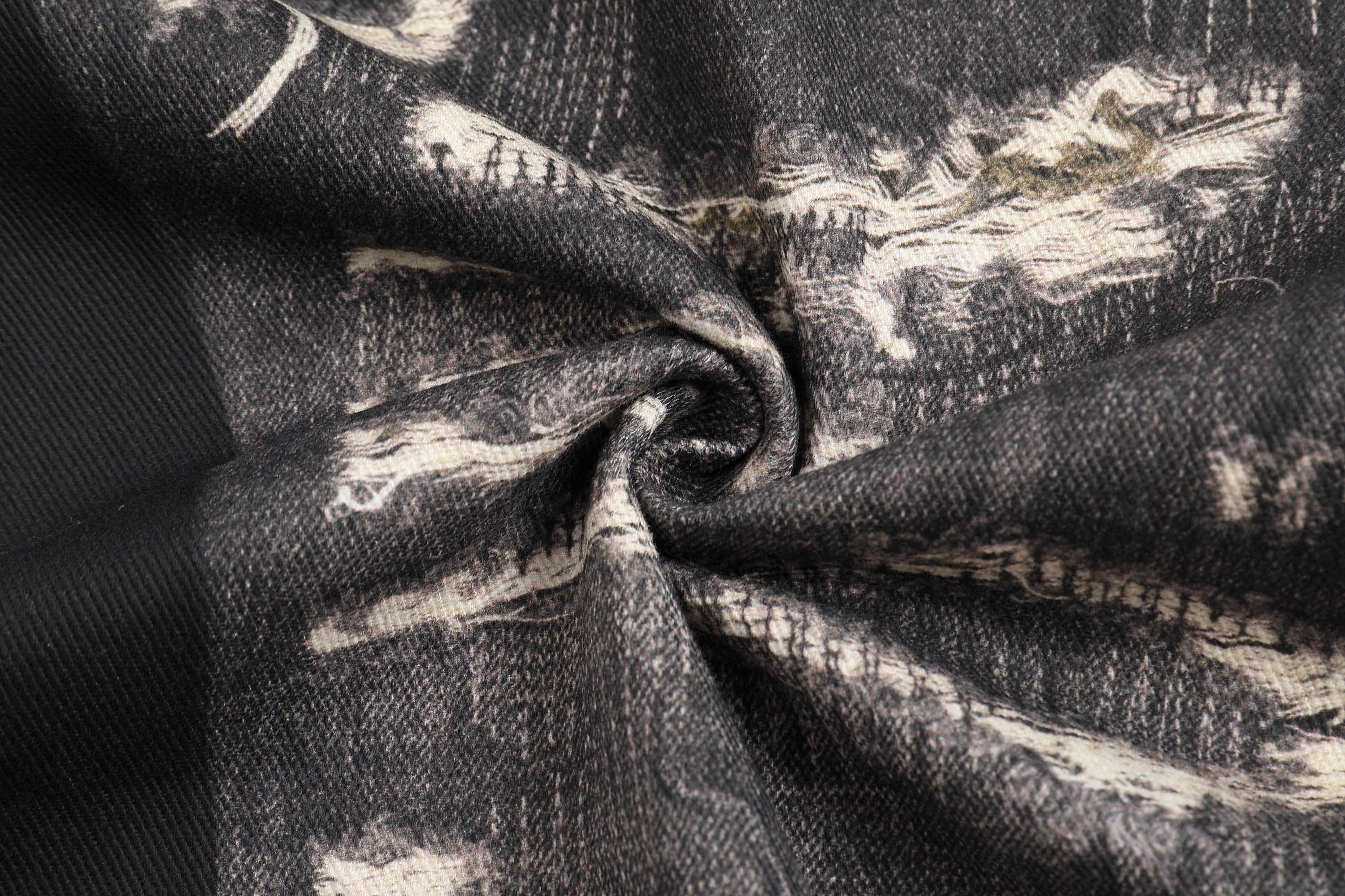 DND4DES×Faychui Deconstructed Graphic Double-Waist Distressed Jeans