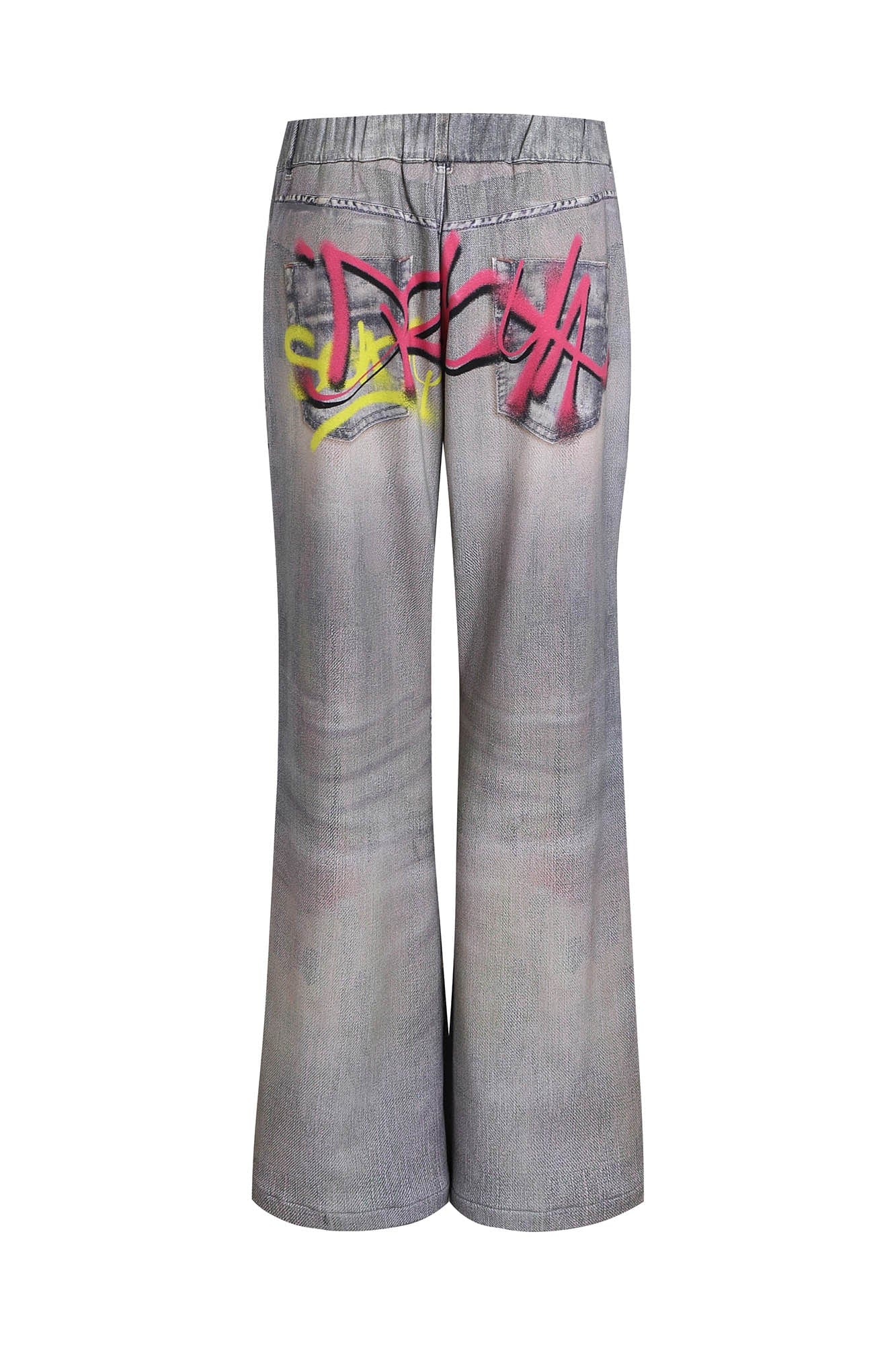 DND4DES×Faychui Distressed Graffiti Flared Pants