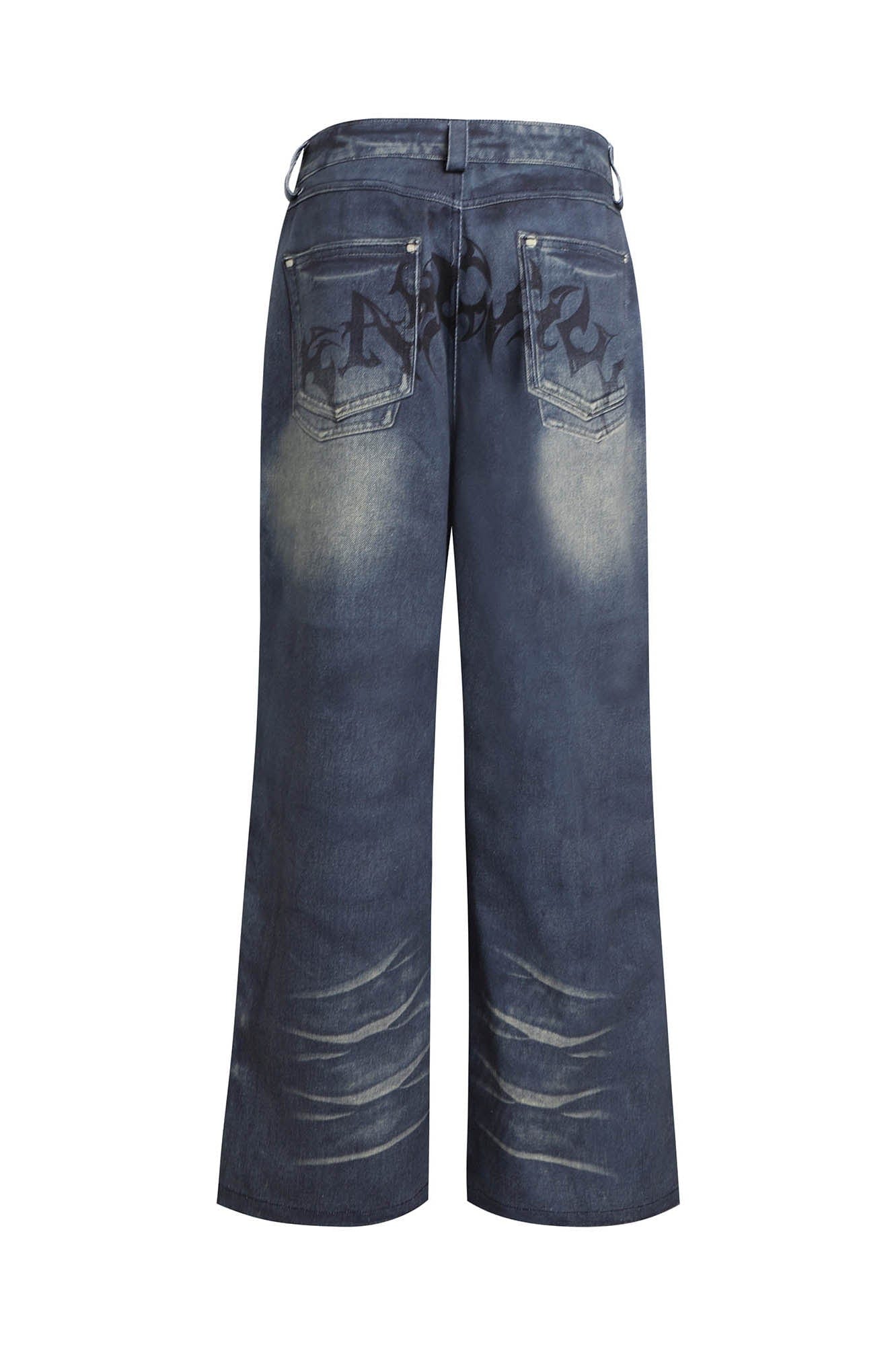 DND4DES×Faychui Acid Graphics Distressed Wide-Leg Jeans