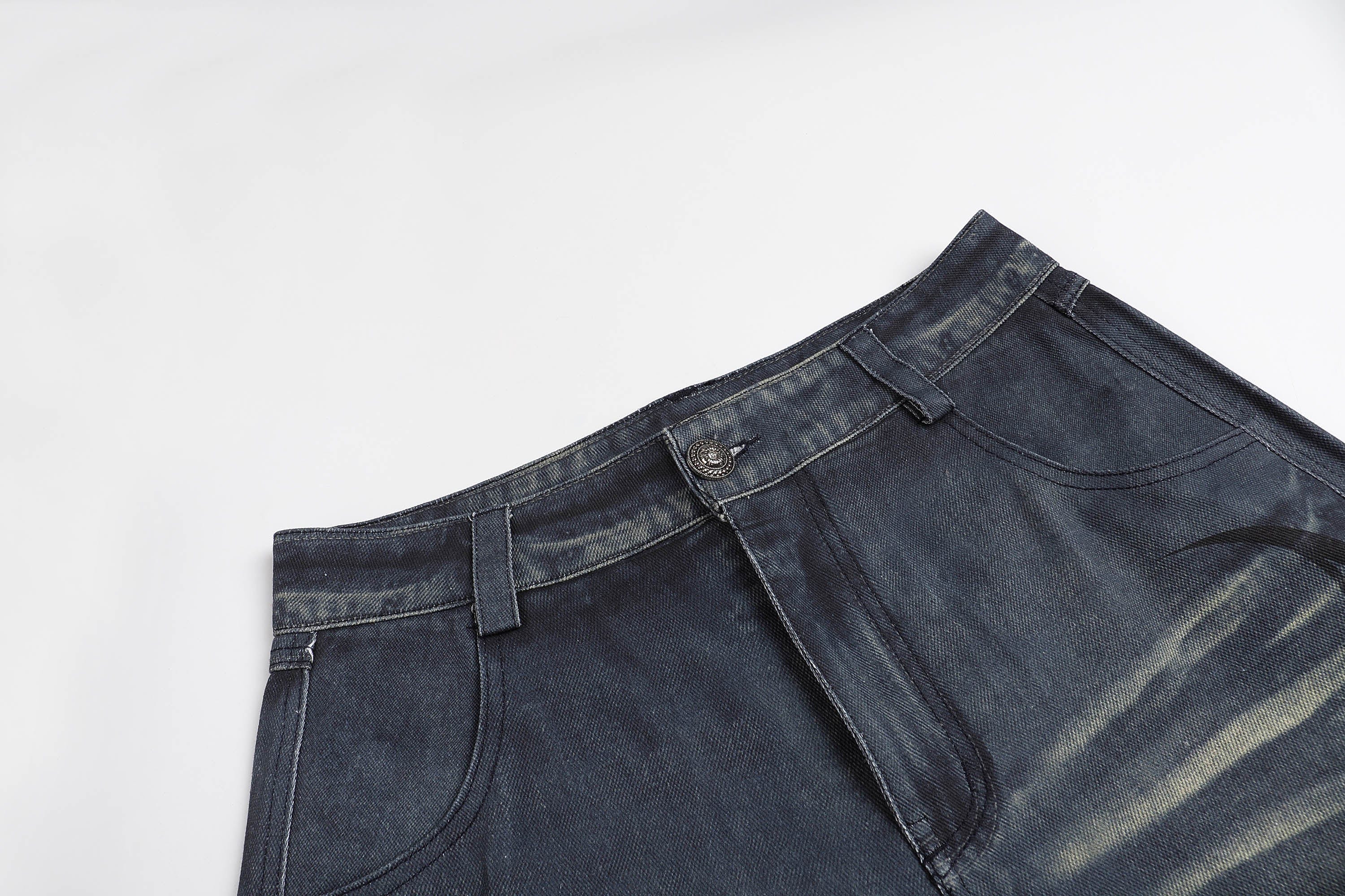 DND4DES×Faychui Acid Graphics Distressed Wide-Leg Jeans