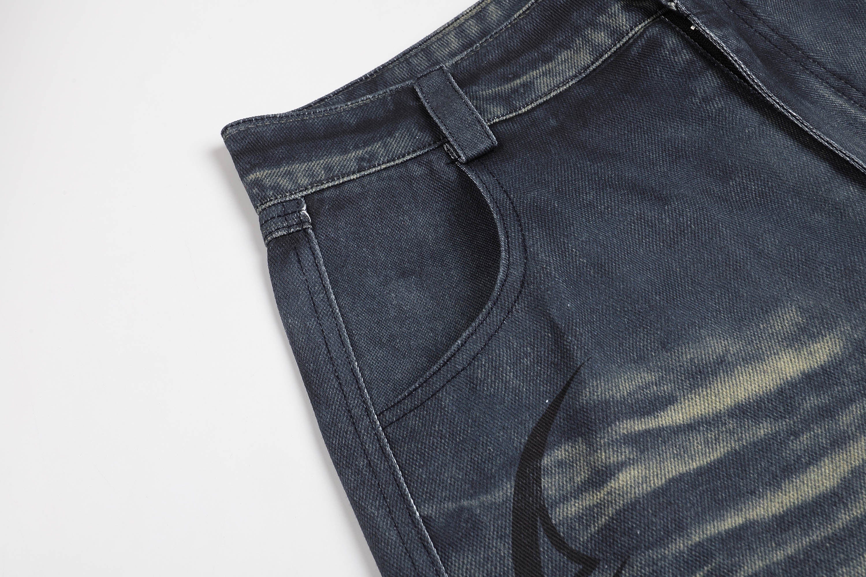 DND4DES×Faychui Acid Graphics Distressed Wide-Leg Jeans