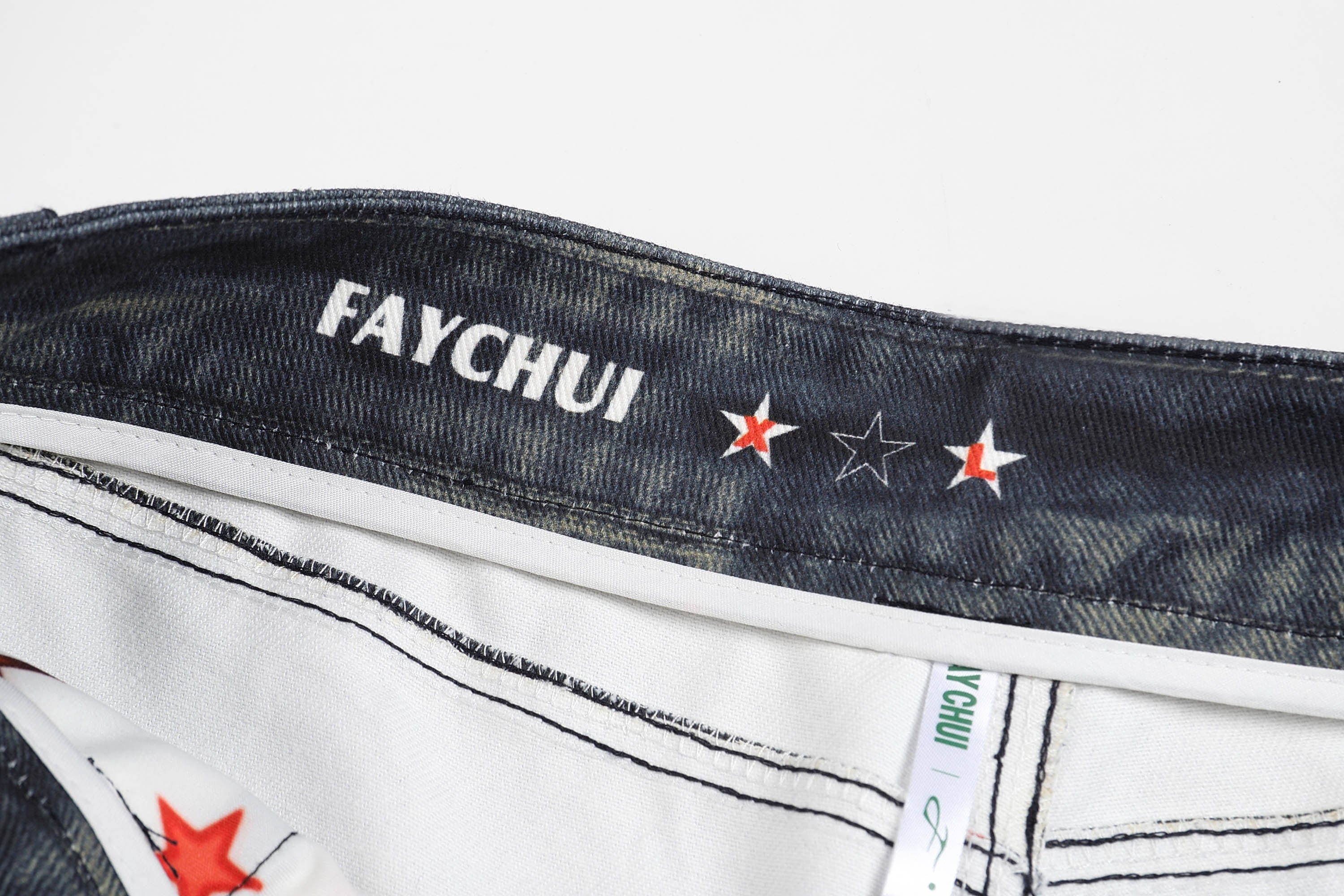 DND4DES×Faychui Acid Graphics Distressed Wide-Leg Jeans