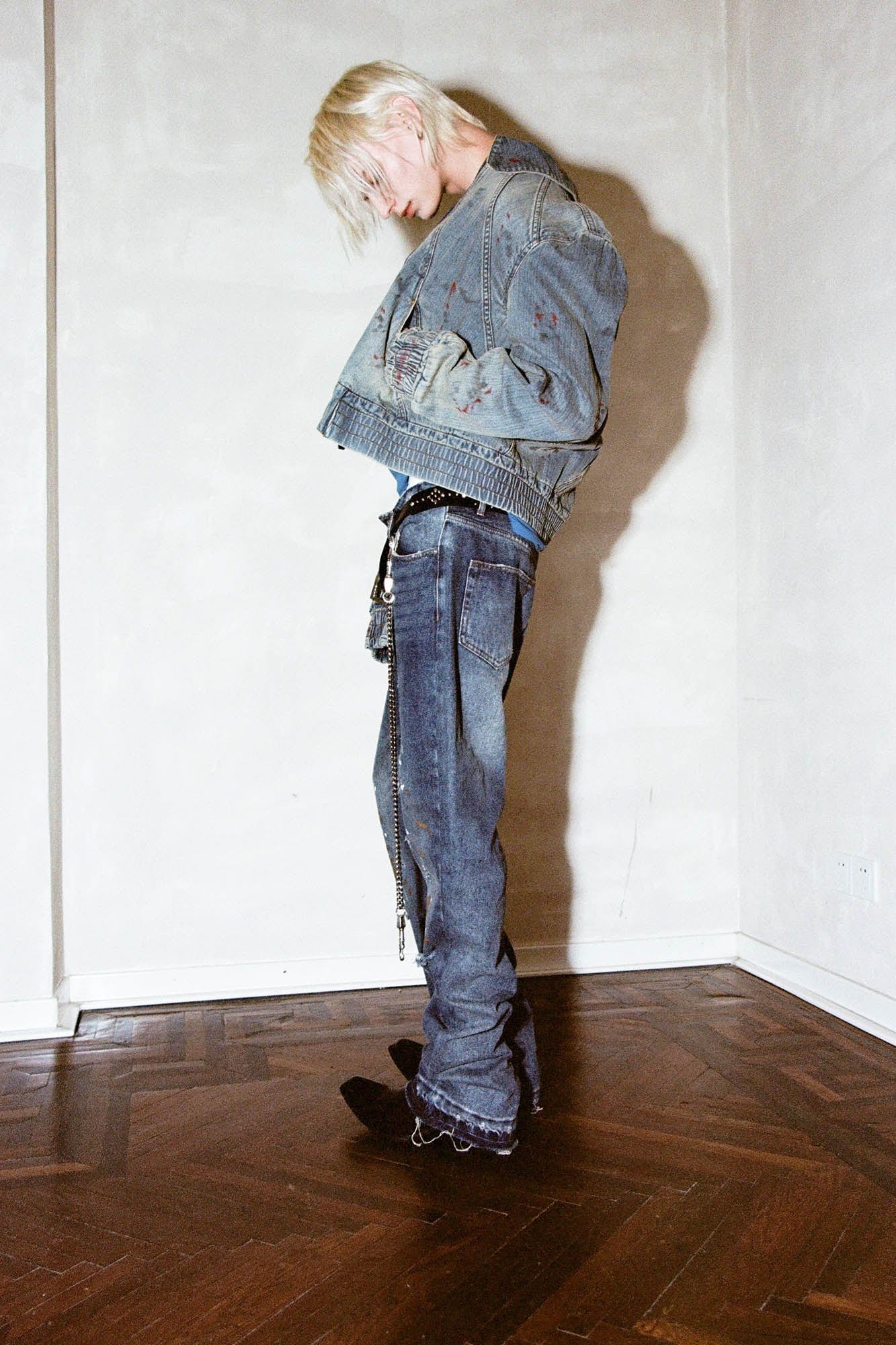 RICHILL Blood Deconstructed Cropped Denim Jacket