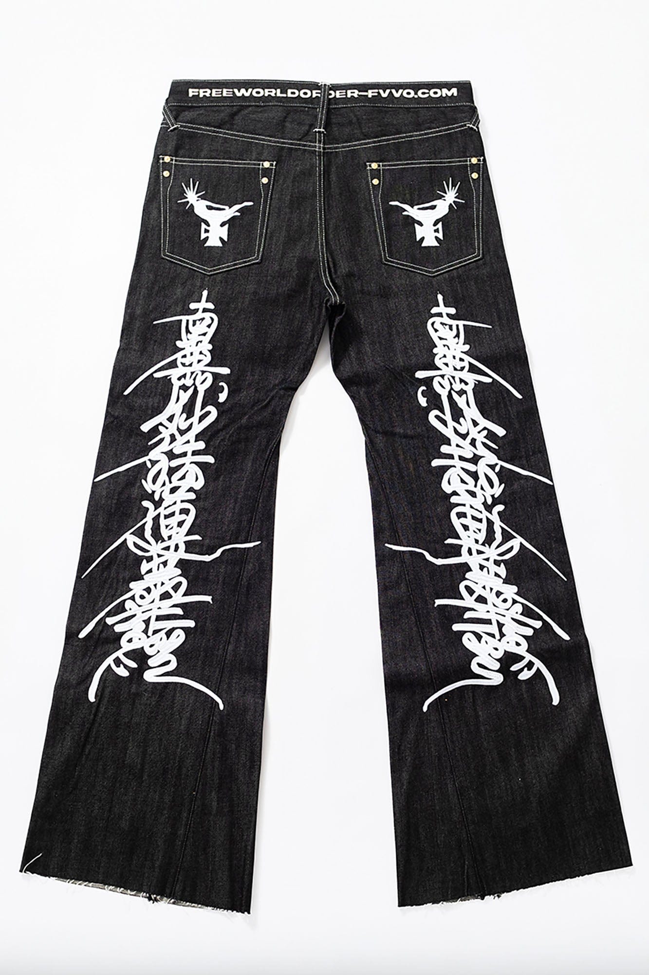 FVVO Selvedge Embroidered Double-Knee Raw Denim Pants