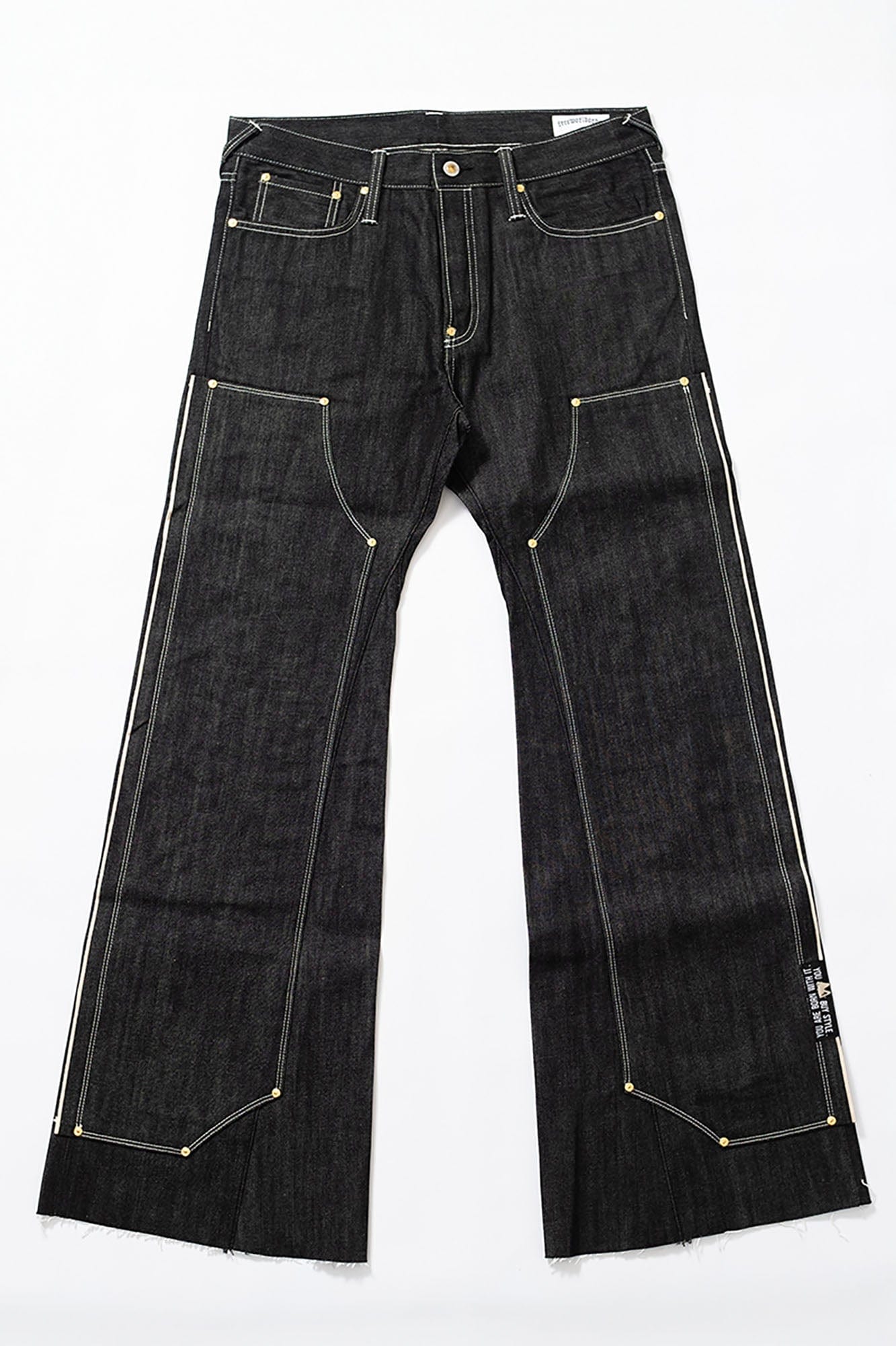 FVVO Selvedge Embroidered Double-Knee Raw Denim Pants