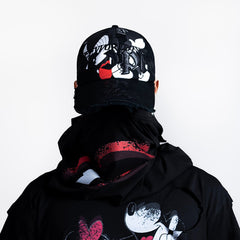 FVVO Mickey Mouse Patchwork Frayed Mesh Cap