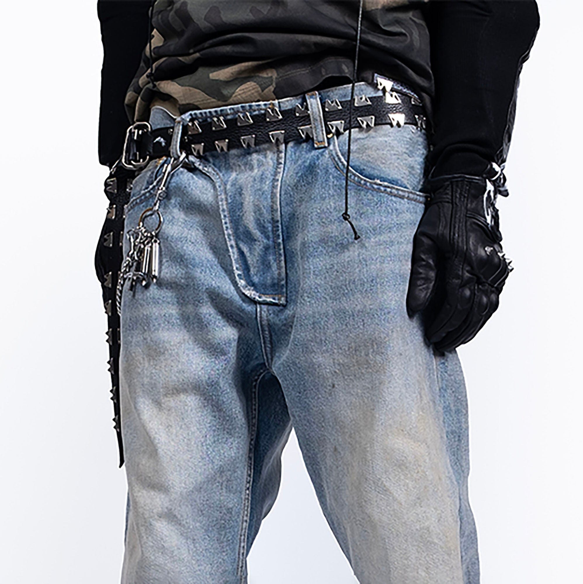 FVVO Multi-Rivet Full-Grain Leather Belt