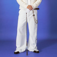 TRECLUB Retro Striped Straight-Leg Trousers