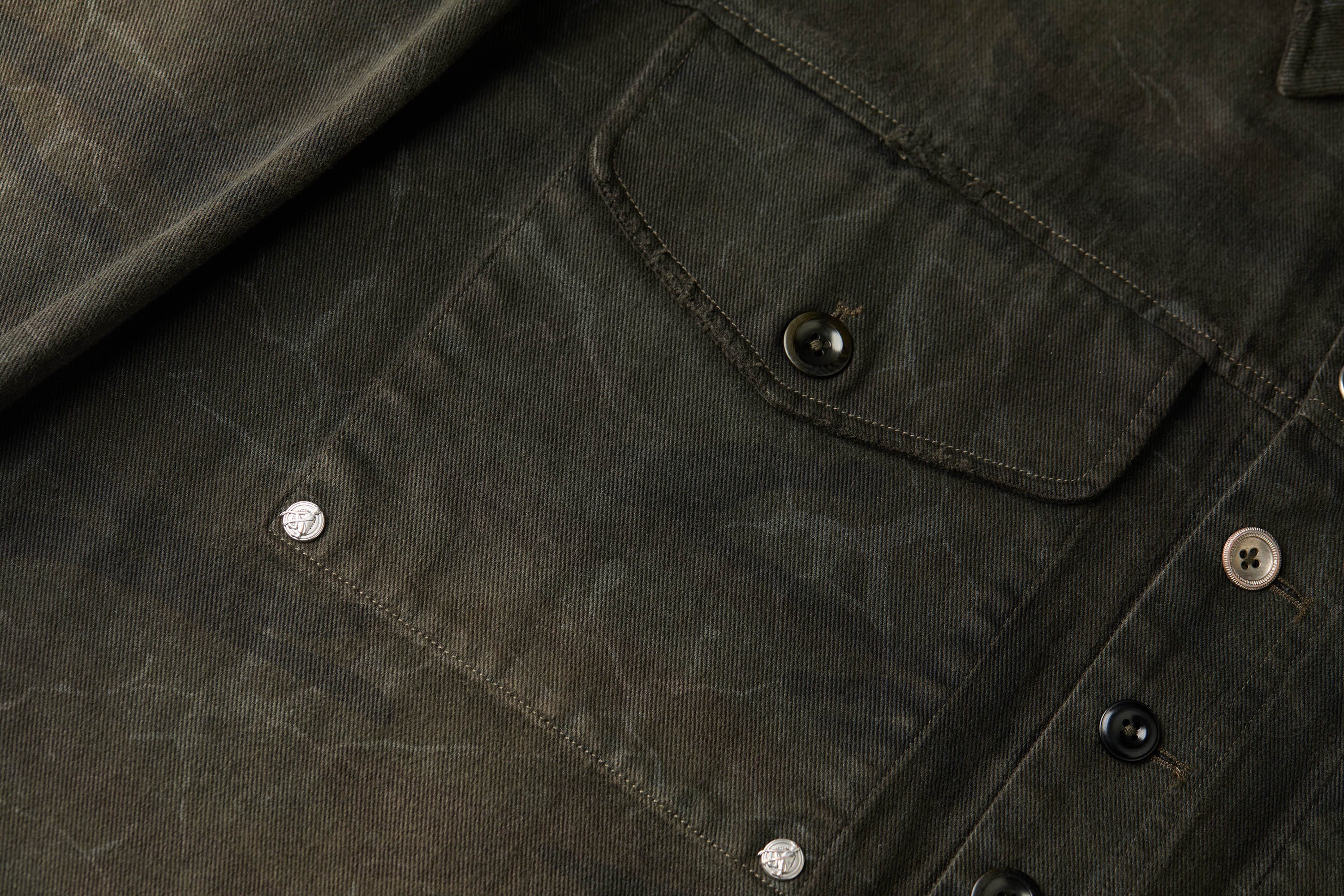 FACEONLAB Distressed Cracked Flap-Pocket Military Jacket