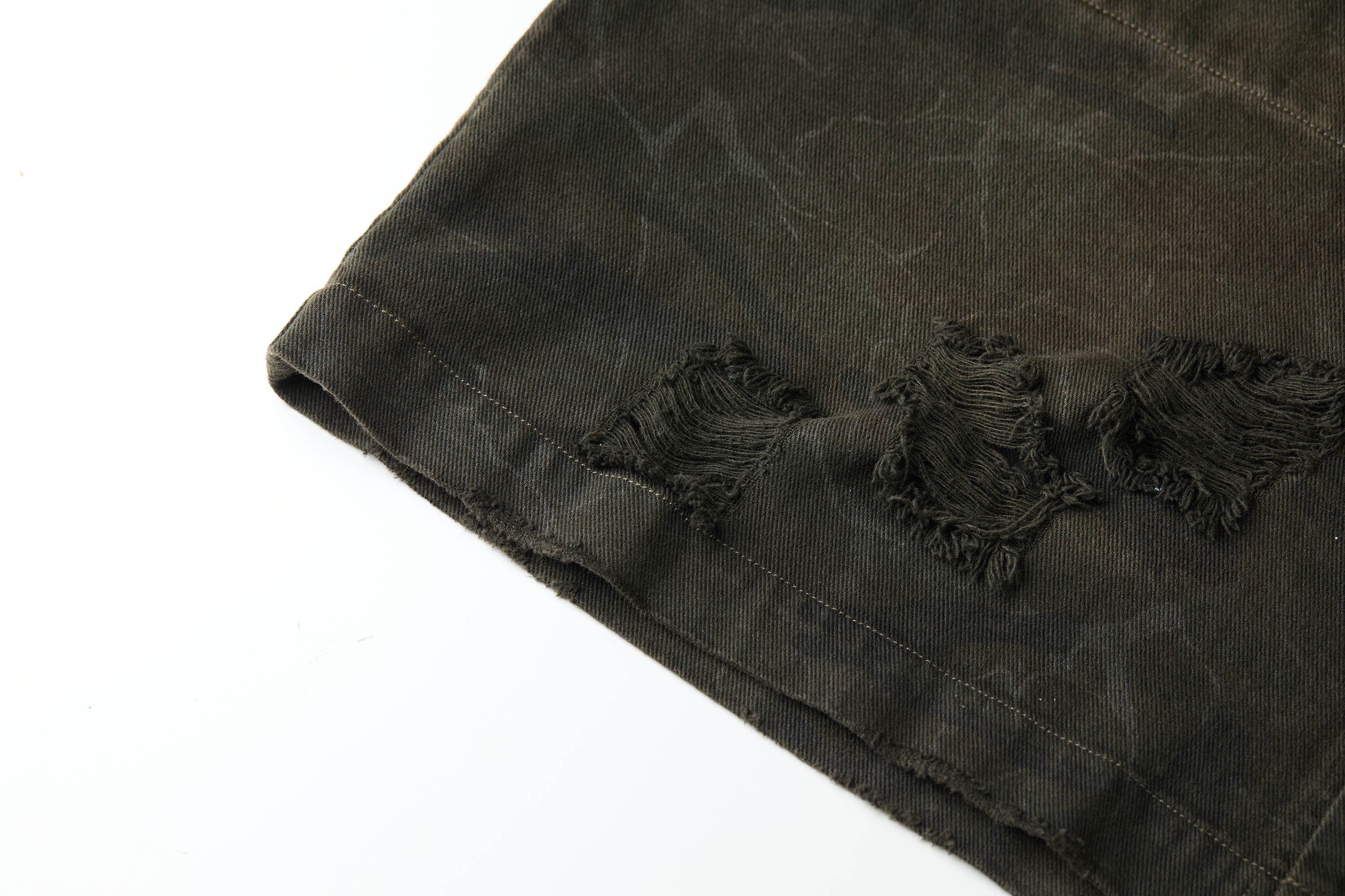 FACEONLAB Distressed Cracked Flap-Pocket Military Jacket