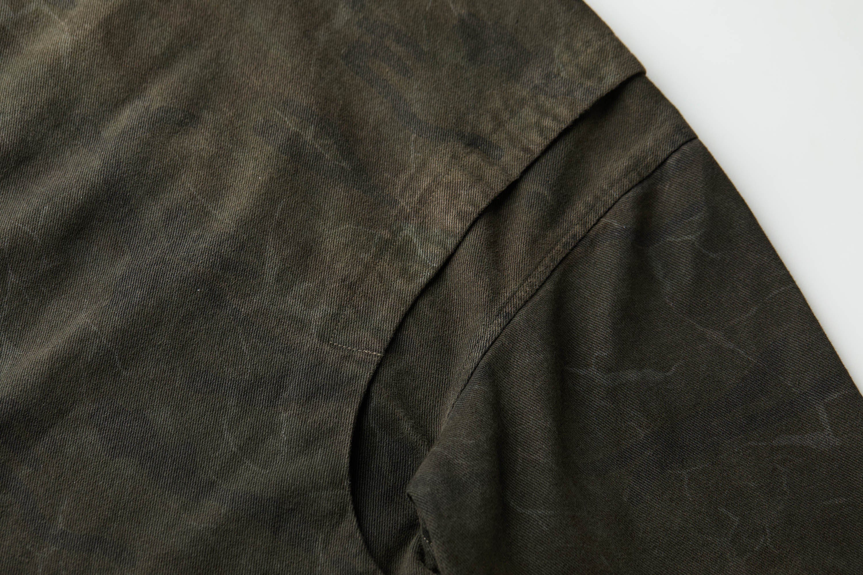 FACEONLAB Distressed Cracked Flap-Pocket Military Jacket