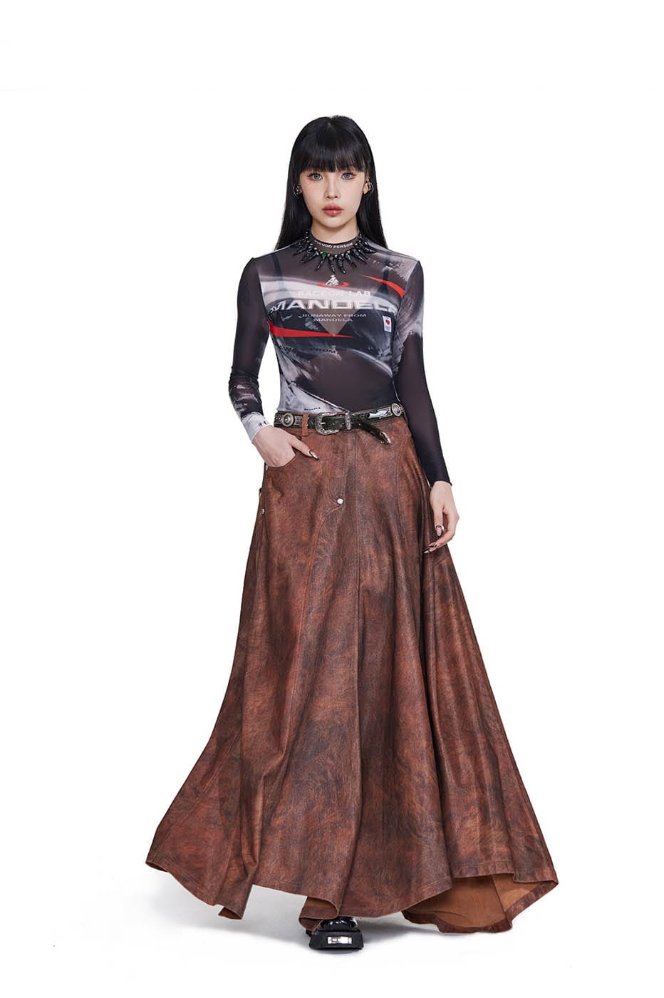 FACEONLAB Mandela Full Print Slim-Fit L/S T-Shirt