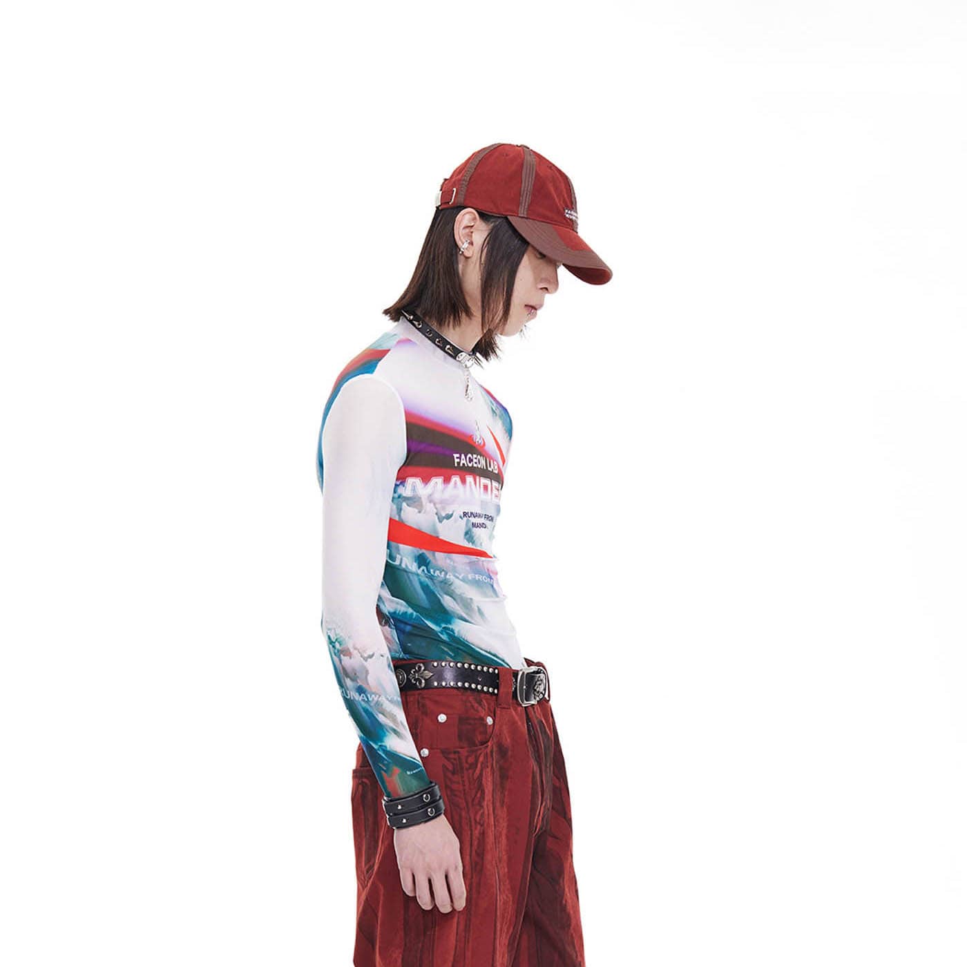 FACEONLAB Mandela Full Print Slim-Fit L/S T-Shirt