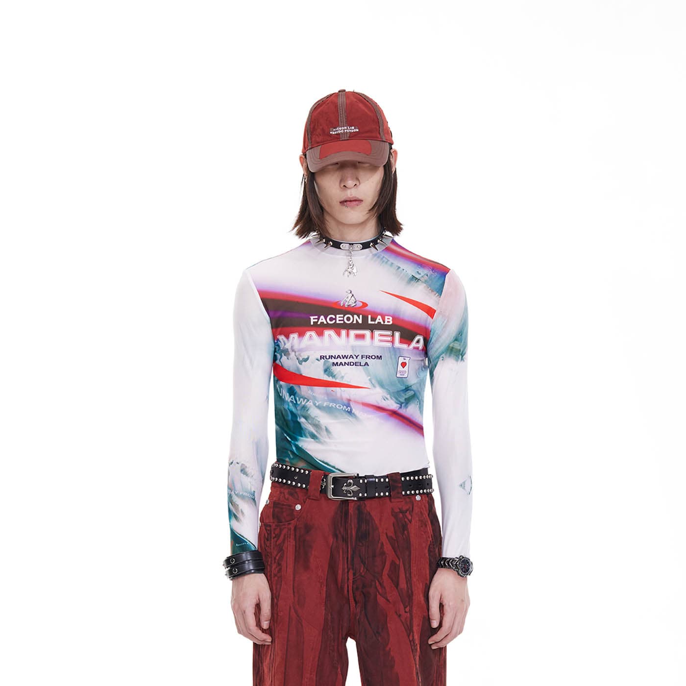 FACEONLAB Mandela Full Print Slim-Fit L/S T-Shirt
