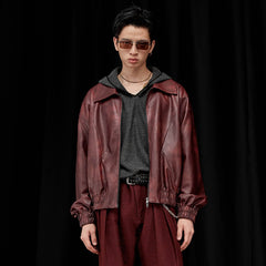 ALVNG AR ANTS Retro Distressed Spliced PU Jacket