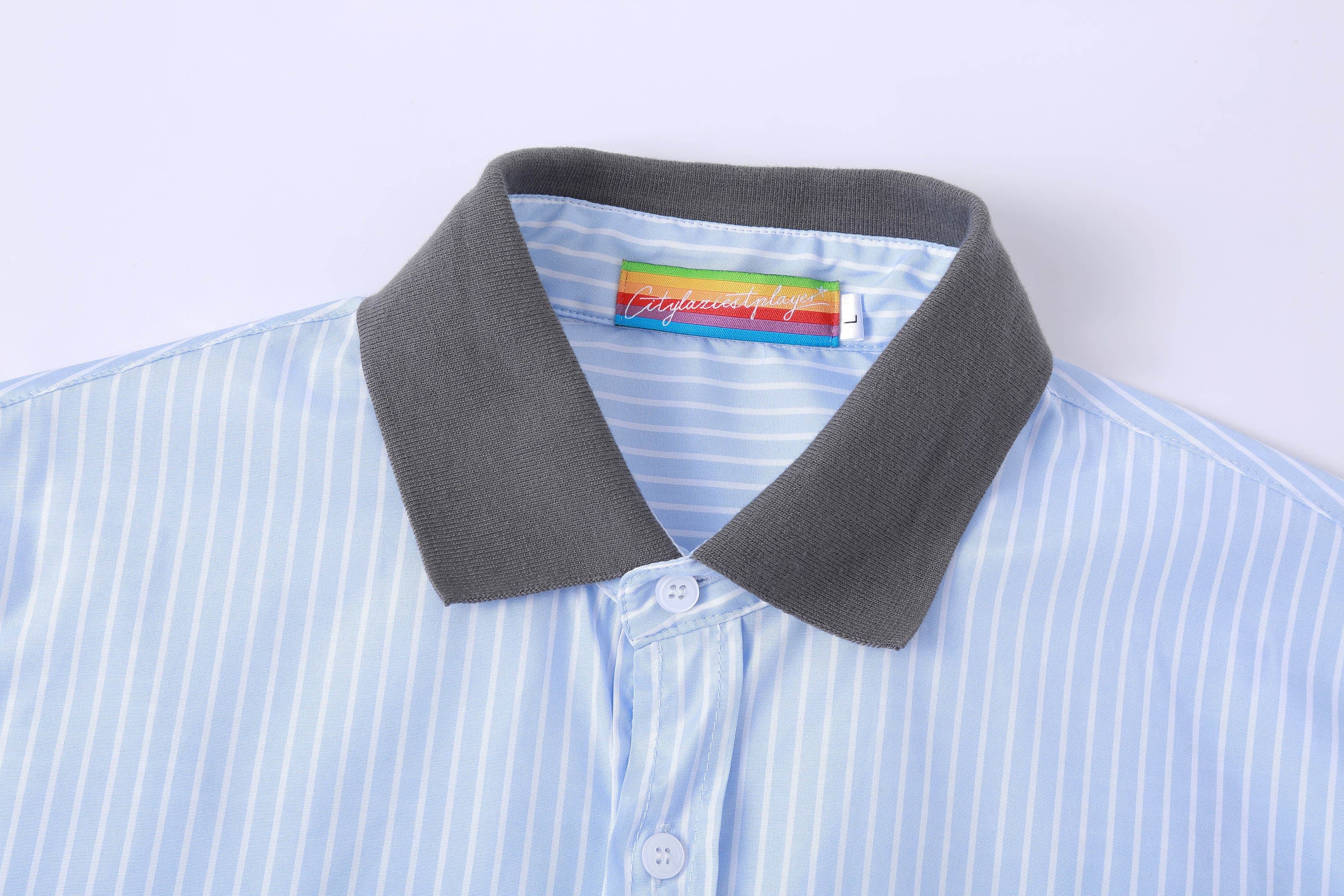 CLP Contrast Collar Striped Shirt