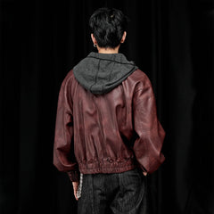 ALVNG AR ANTS Retro Distressed Spliced PU Jacket