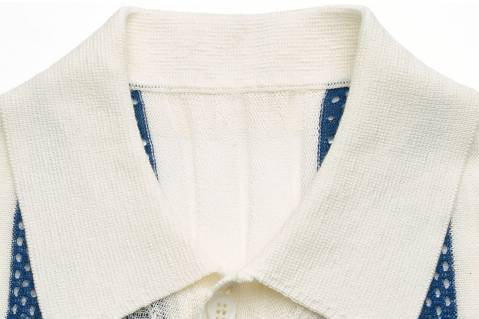 STEEPC Pearl LOGO Patch Striped Knit Half Shirt