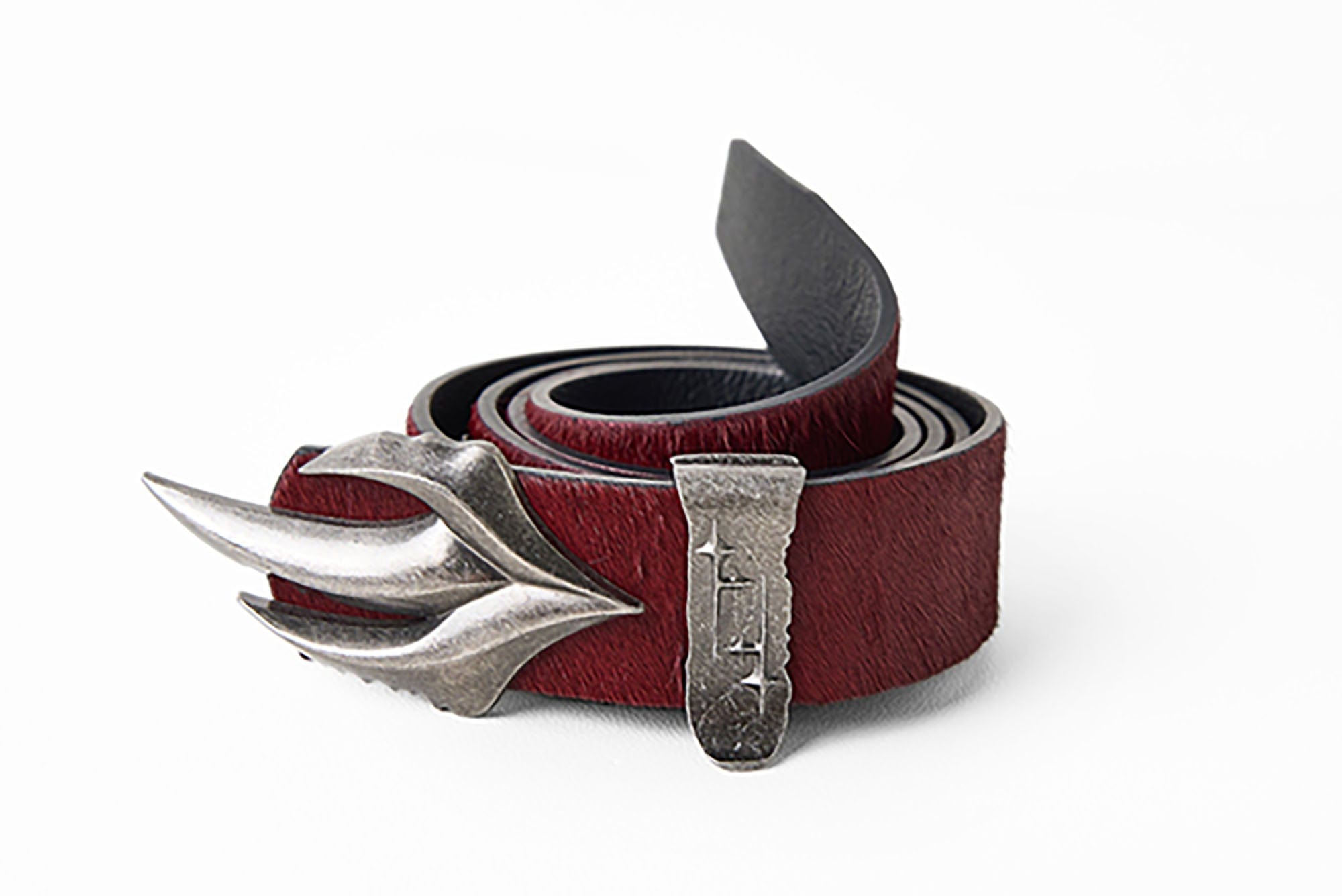 FLYERRER Gothic Buckle Cross-Star Hair-on Leather Belt