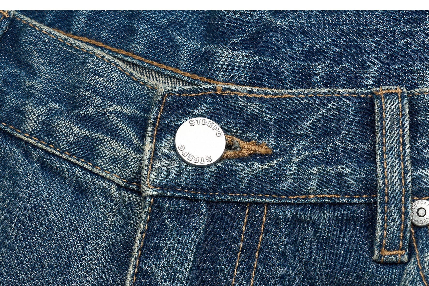 STEEPC Washed Rippled Straight-Leg Jeans