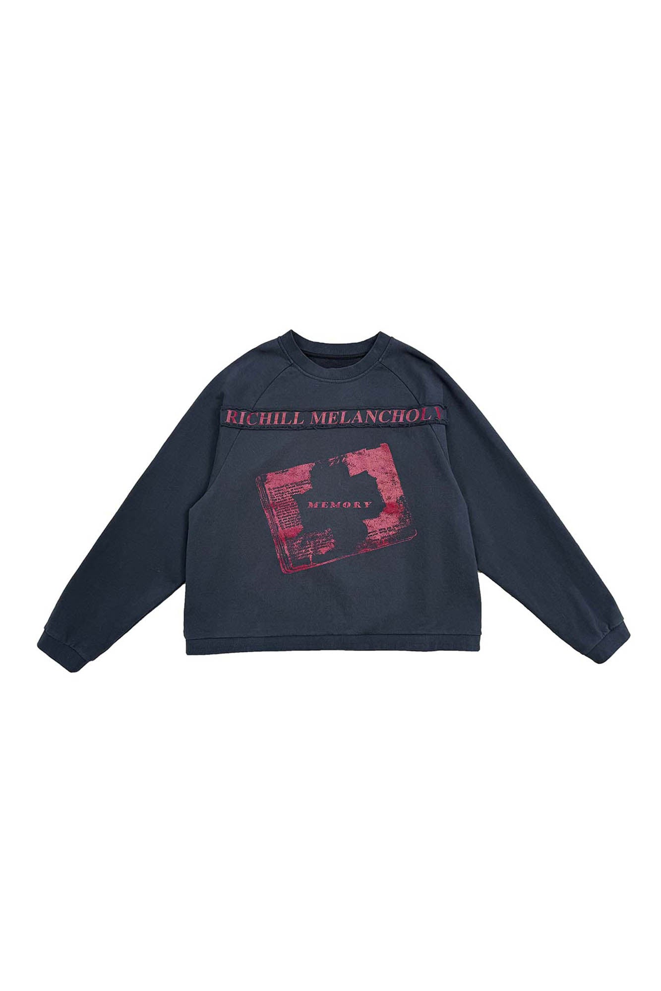 RICHILL Paneled Graphic Print Raglan Sweatshirt