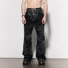 DND4DES Lightning Crease Washed Flared Jeans Black