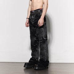 DND4DES Lightning Crease Washed Flared Jeans Black