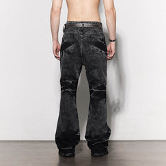 DND4DES Lightning Crease Washed Flared Jeans Black