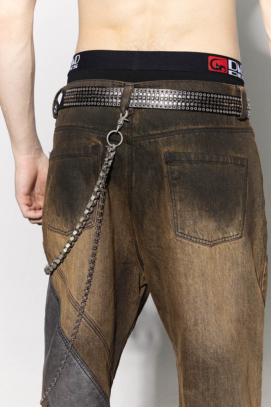 DND4DES Asymmetrical Deconstructed Faded Flared Jeans