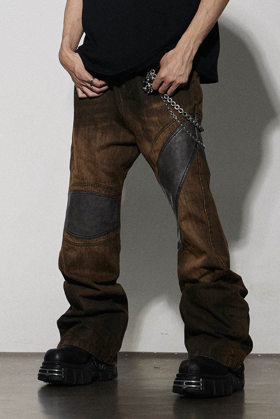 DND4DES Asymmetrical Deconstructed Faded Flared Jeans