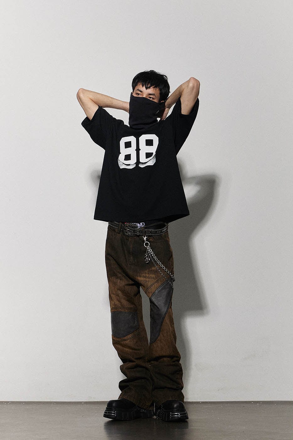 DND4DES Asymmetrical Deconstructed Faded Flared Jeans