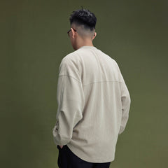 BANANA CLUB Waffle Knit Spliced Long-Sleeve Tee