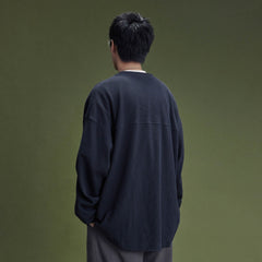 BANANA CLUB Waffle Knit Spliced Long-Sleeve Tee