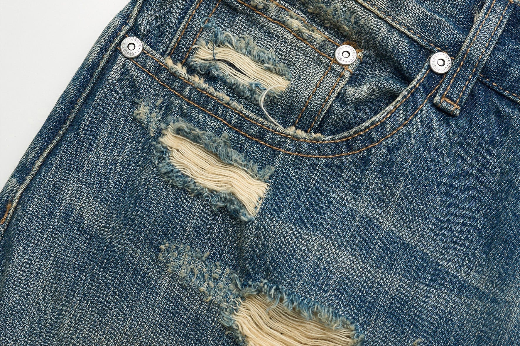 STEEPC Washed Rippled Straight-Leg Jeans