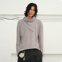 KREATE Scarf Collar Knitted Long-Sleeve Tee