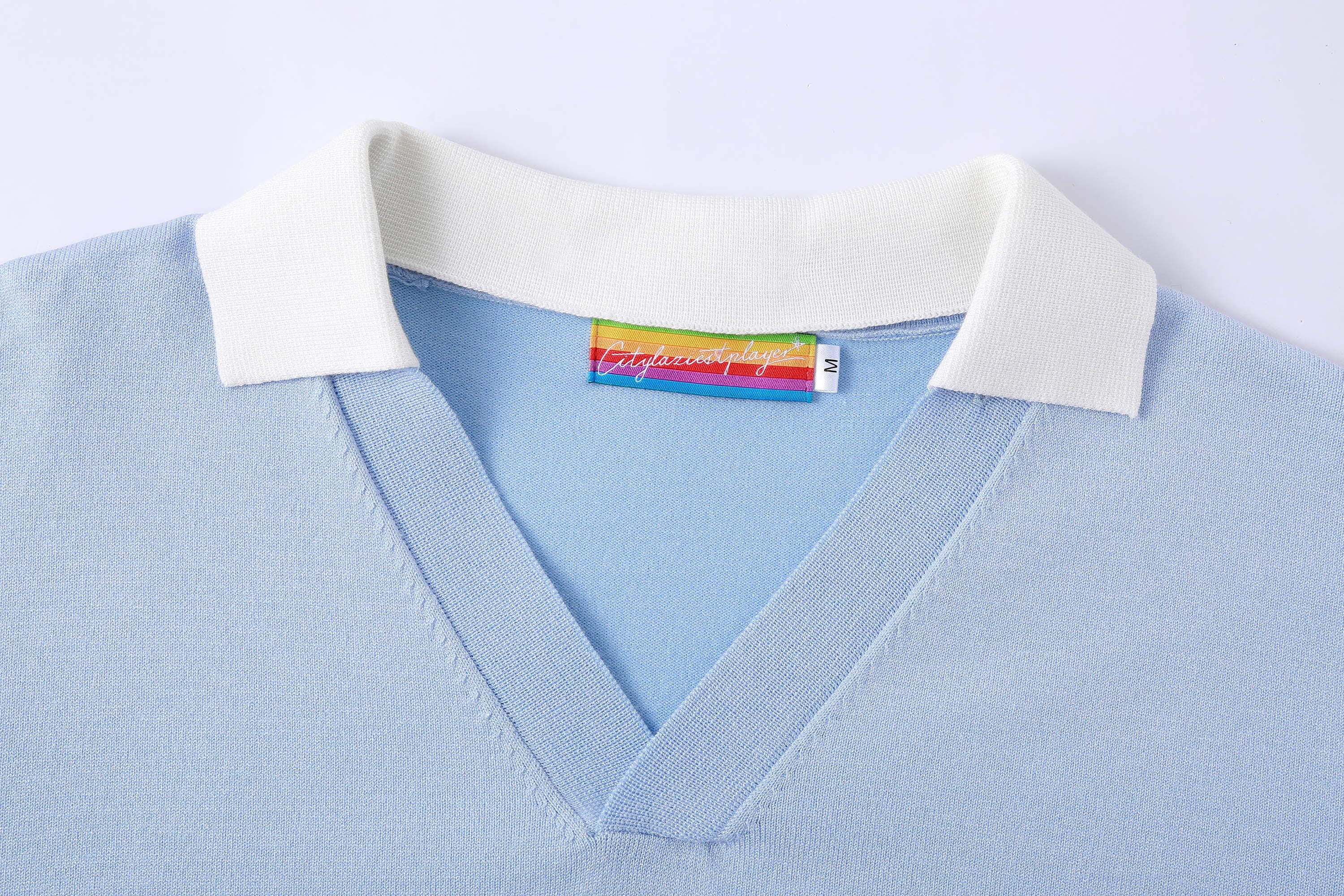 CLP V-Neck Detachable Collar Knitted Tee