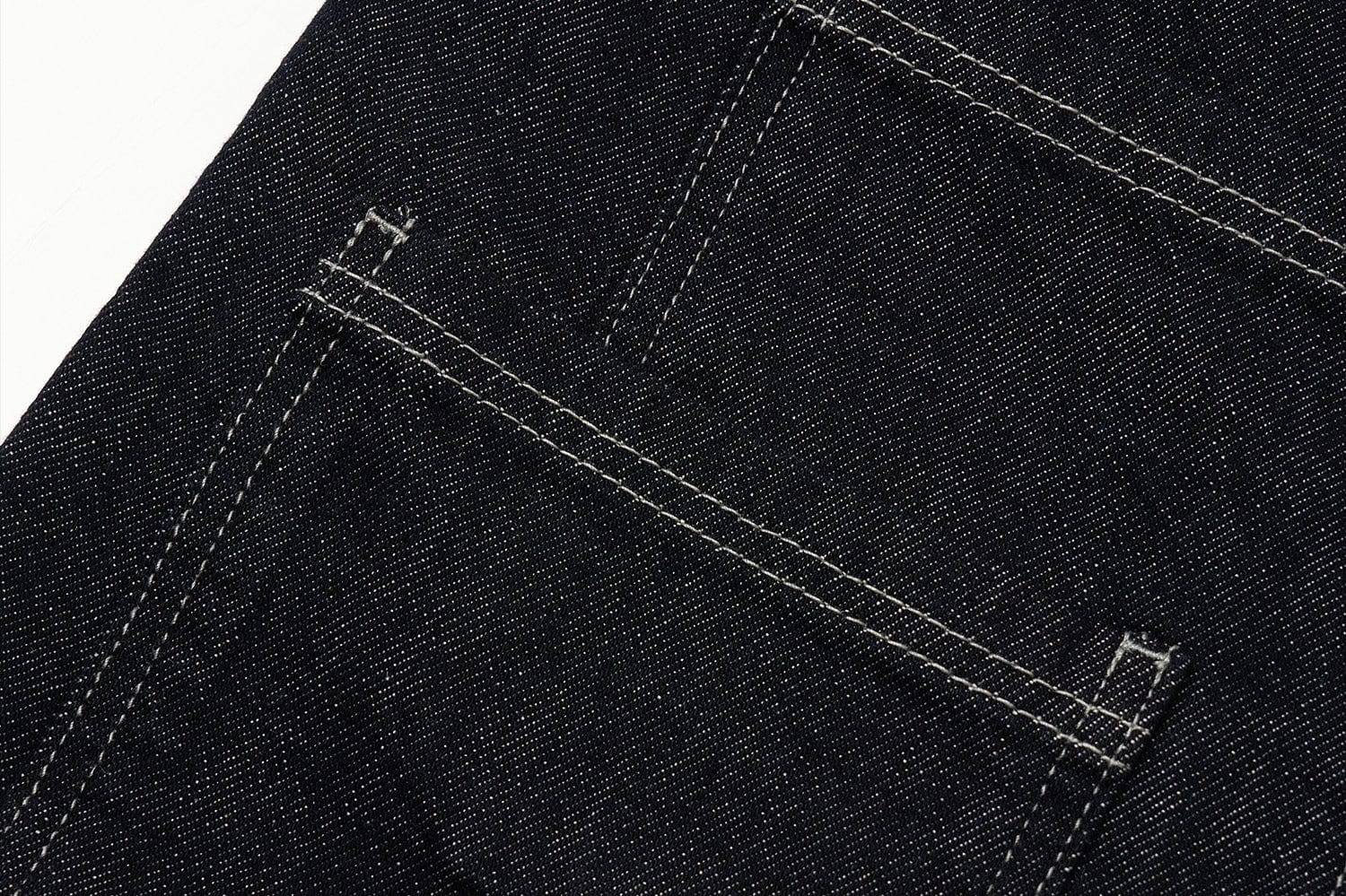 STEEPC Layered-Pockets Double-Waistband Raw Jeans