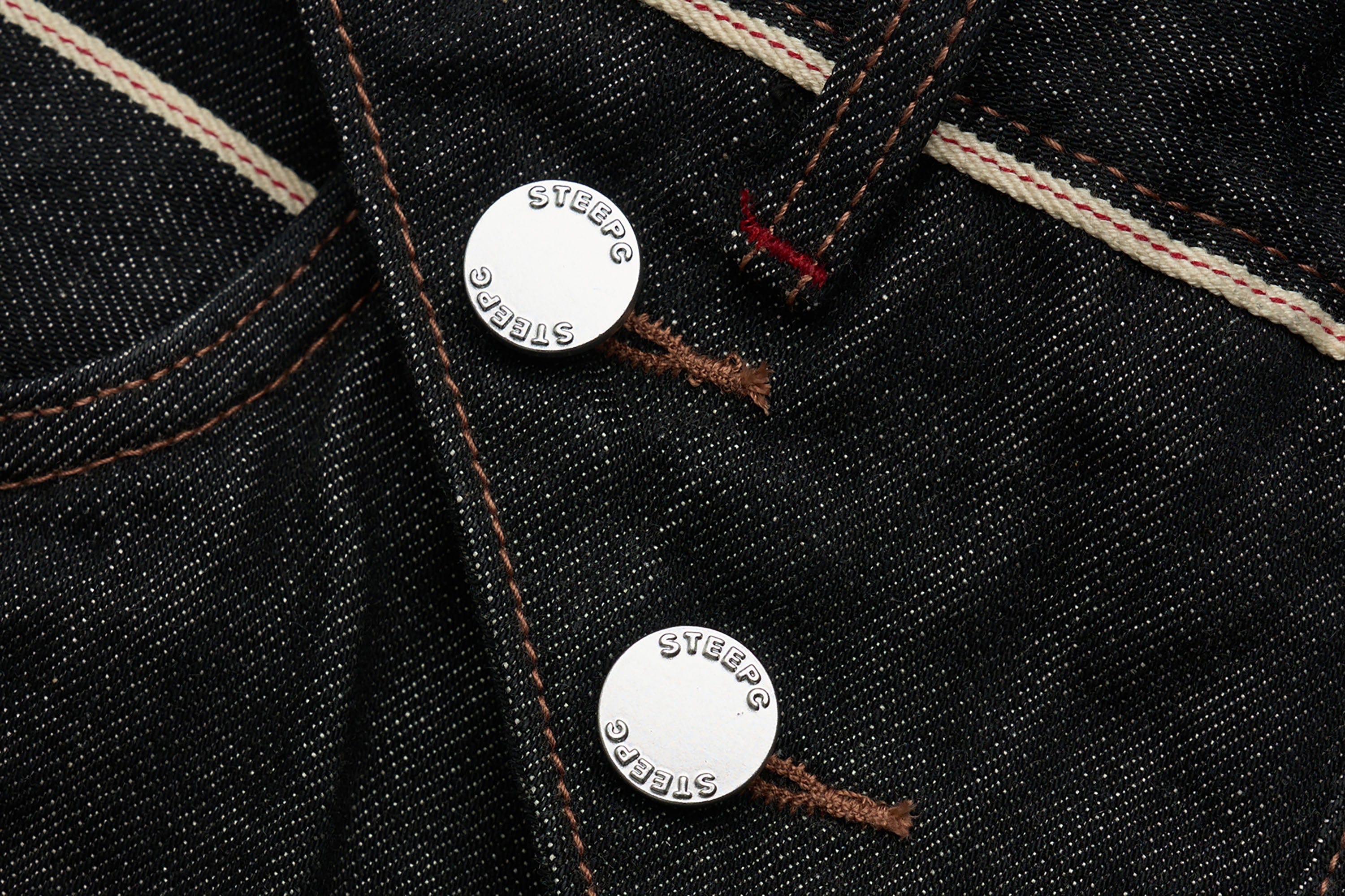 STEEPC Asymmetric Fly Selvedge Curved Raw Jeans