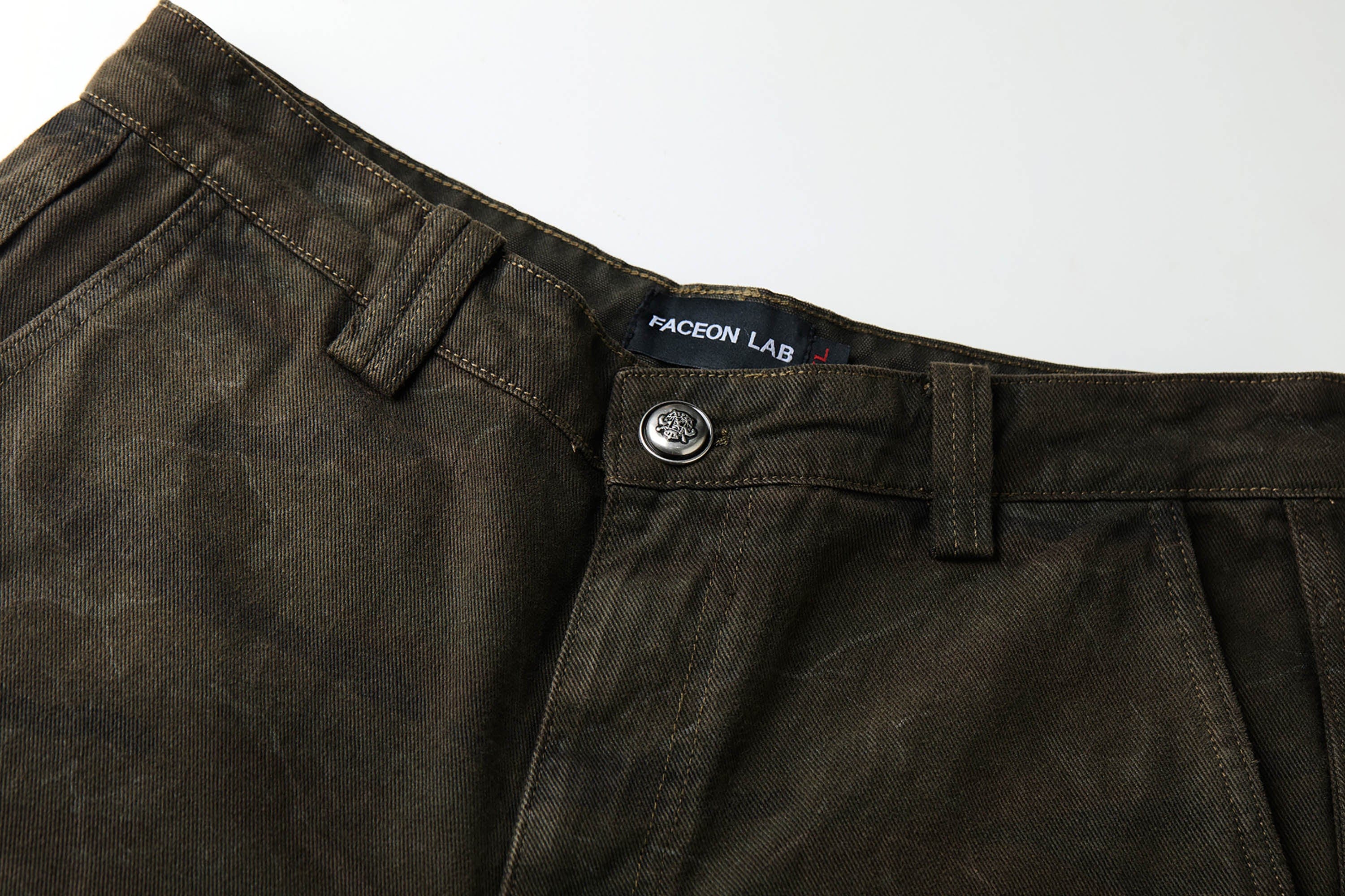 FACEONLAB Ripped Cracked Straight-Leg Pant