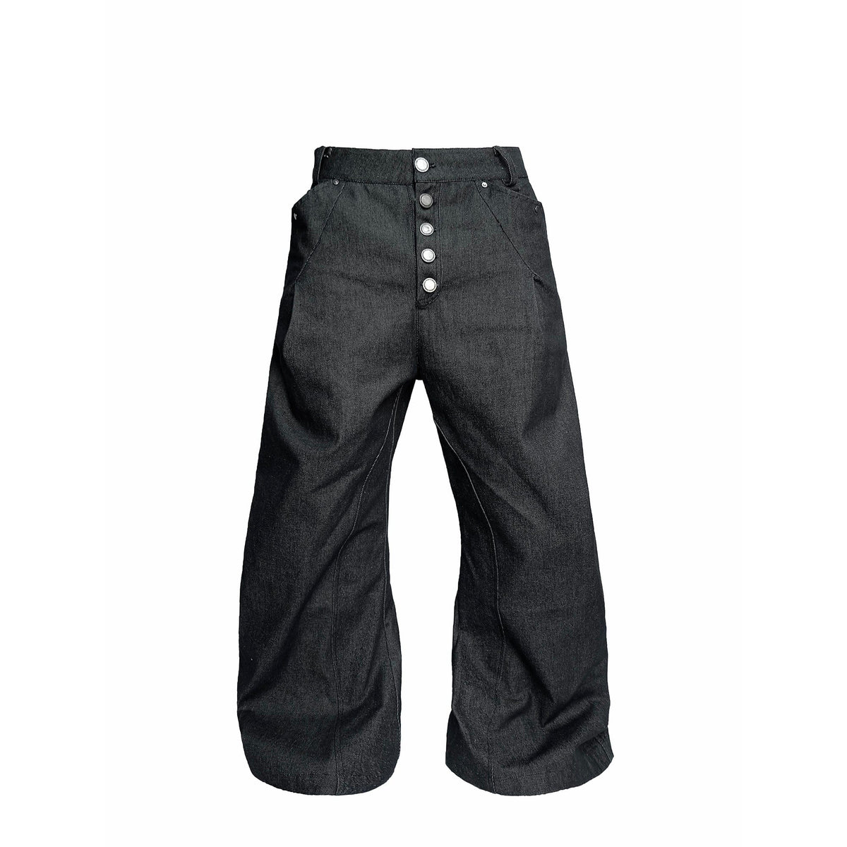 SSIN7 Spliced Button-Up Oversized Raw Jeans