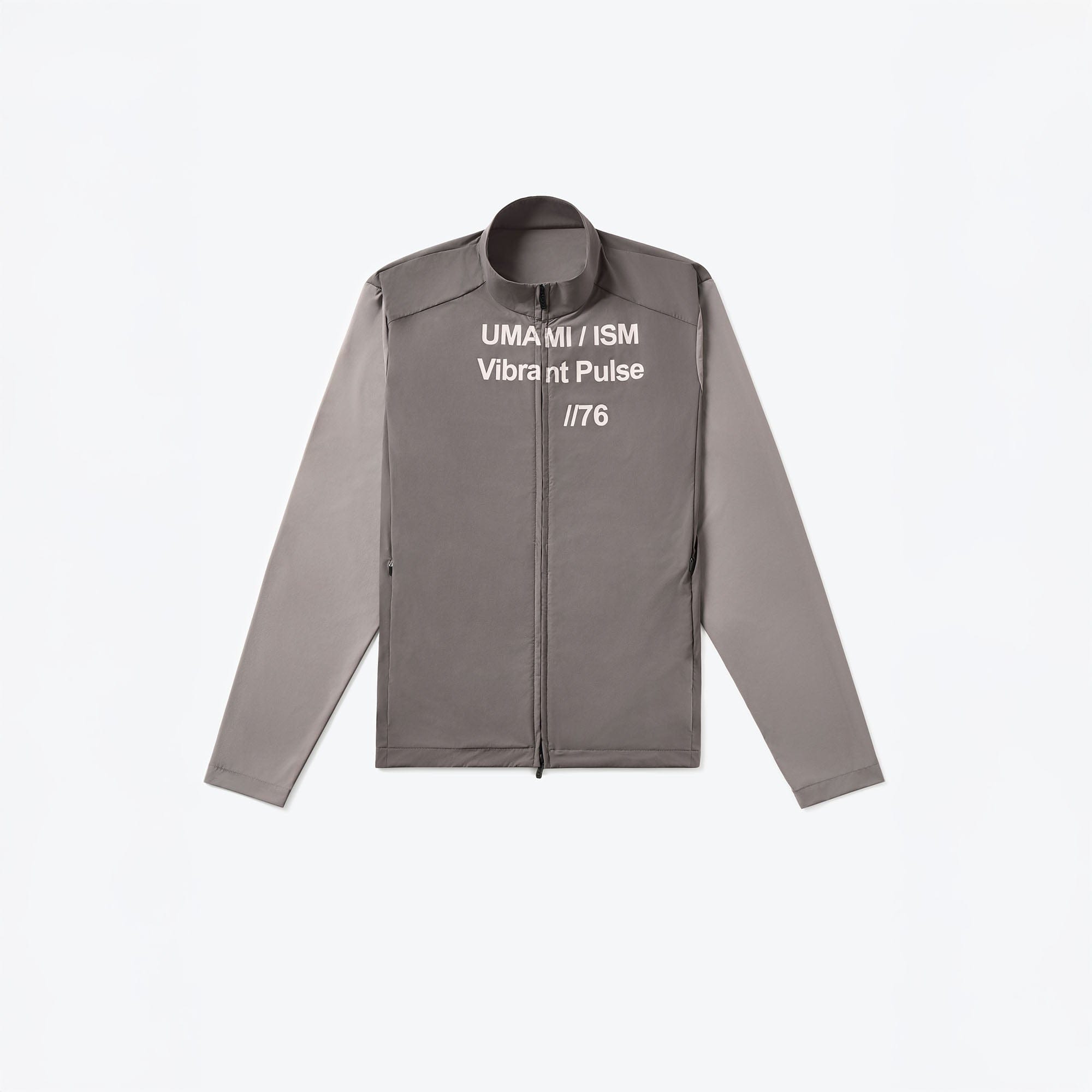 UMAMIISM Slogan Contrast Sleeve Mock Neck UV Protection Jacket