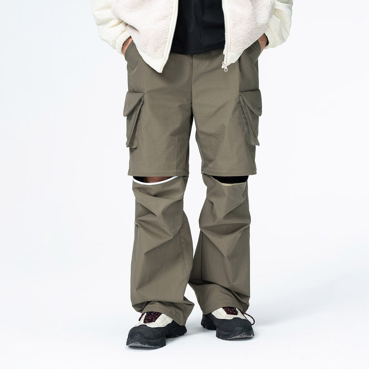 ENSHADOWER Detachable Big Pockets Crinkled Pants