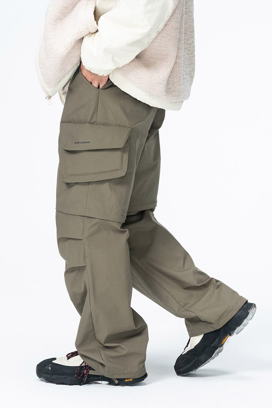 ENSHADOWER Detachable Big Pockets Crinkled Pants
