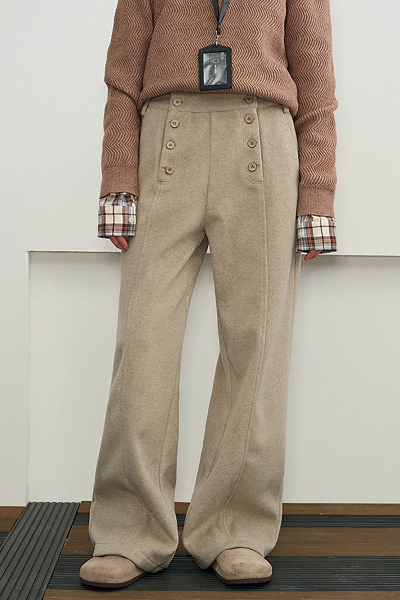 KREATE Double-Breasted Straight-Leg Pants