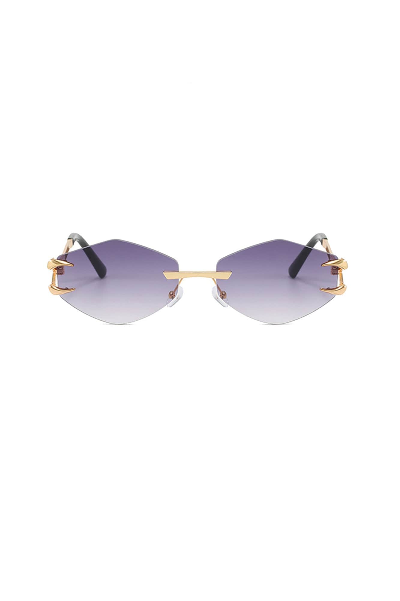 DAMAGE ASIA Claw Temple Gradient Hex Lens Rimless Sunglasses