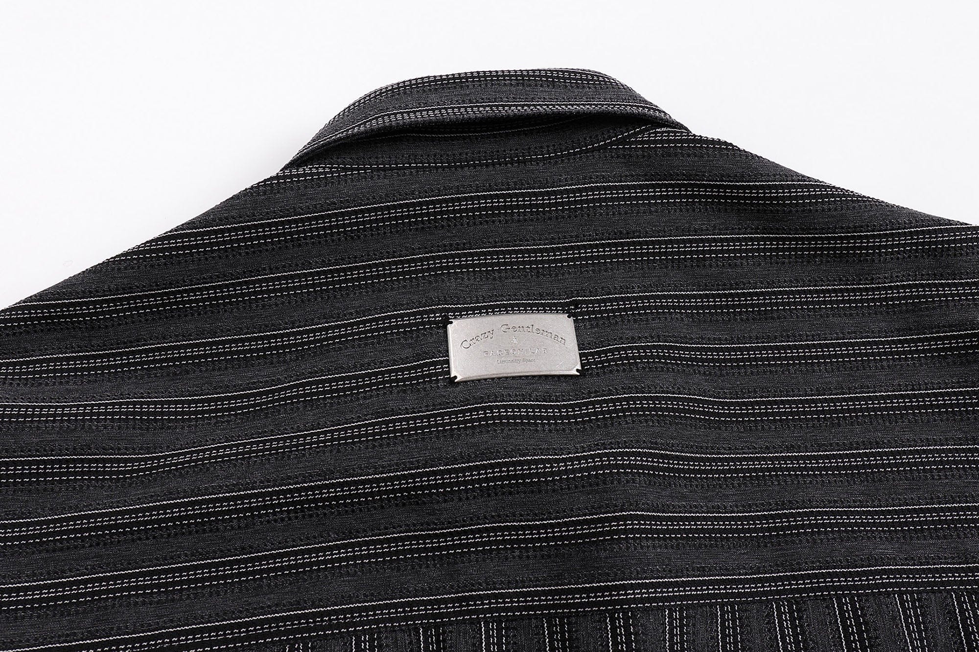 FACEONLAB Retro Textured Contrast Stripe Half Shirt