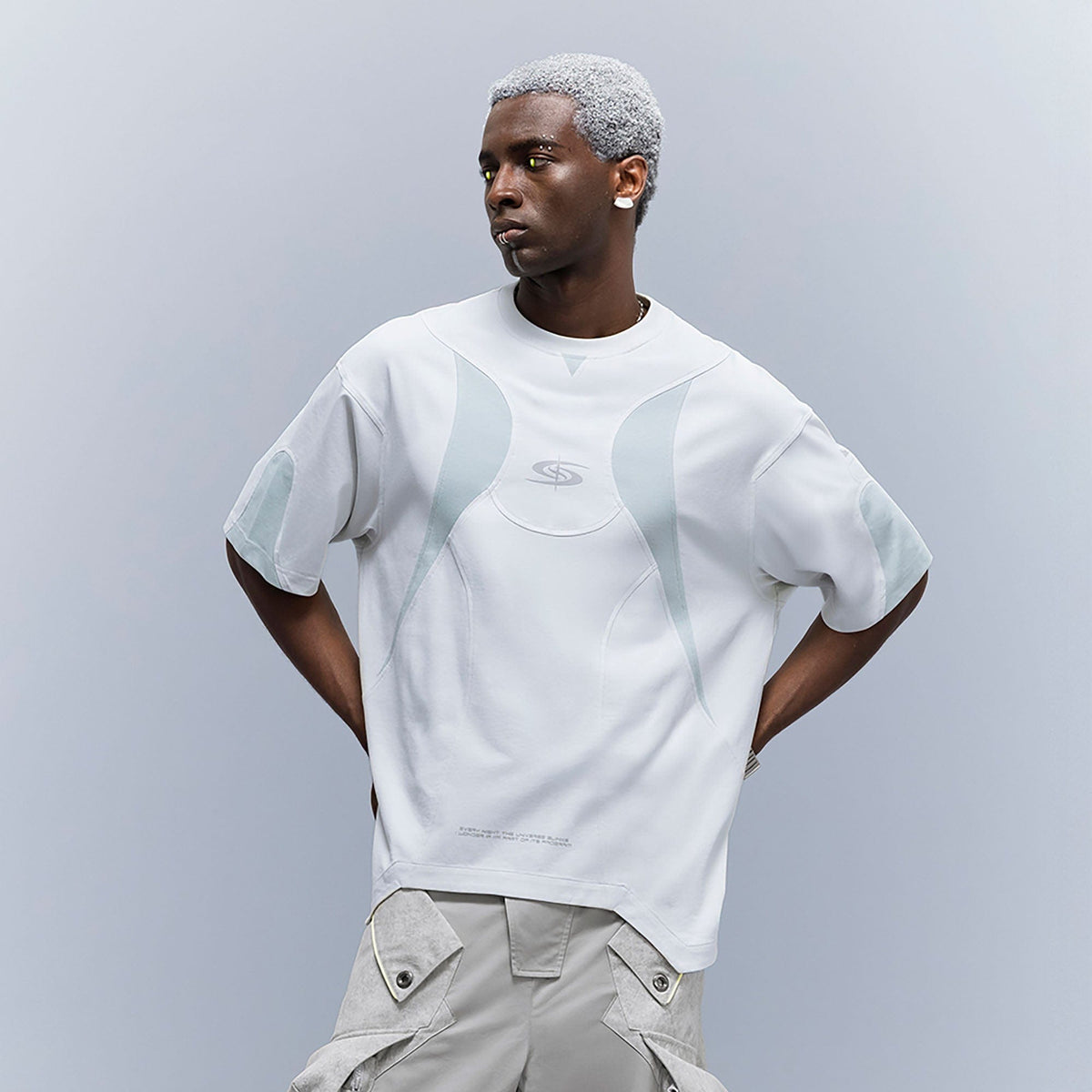 XIPHEVIL Curve Spliced Quick-Dry Sorona T-Shirt Ice